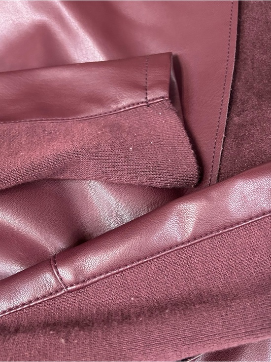 Bagatelle Women’s Size XS Faux Leather Moto Jacket Burgundy Open Front Suede - Picture 5 of 13